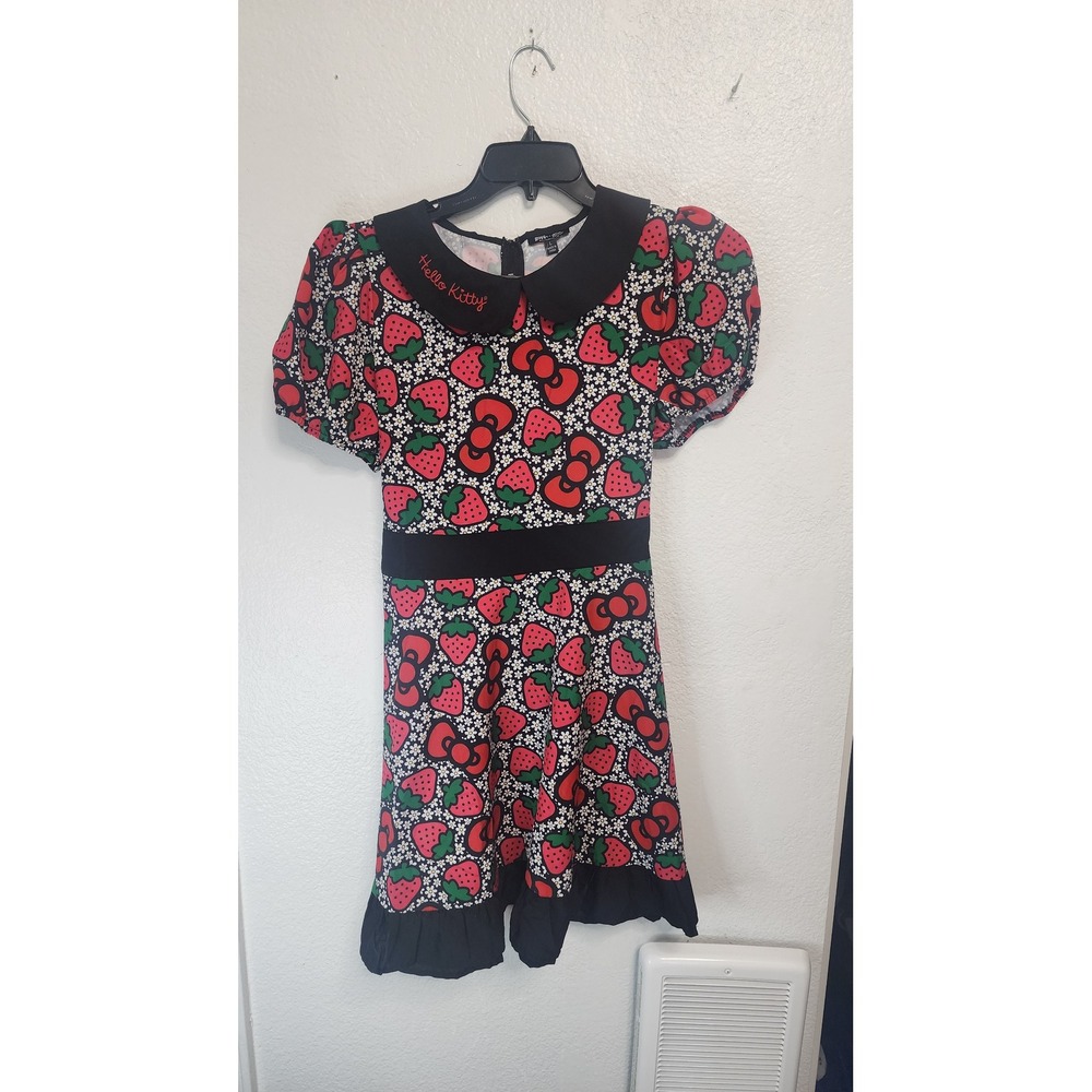 Hello Kitty Dress Womens L Black Strawberry NWT
